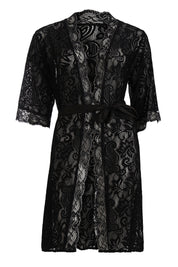 AXTZH Lace Nightwear Set with Robe & Thong NW X5527-BLACK-F11N