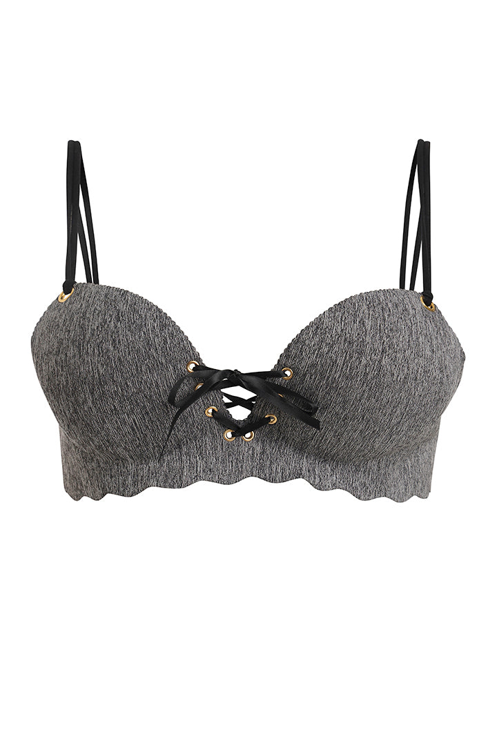 AXTZH Lace-Up Front Seamless Bra XB0238-GRYML-CP301