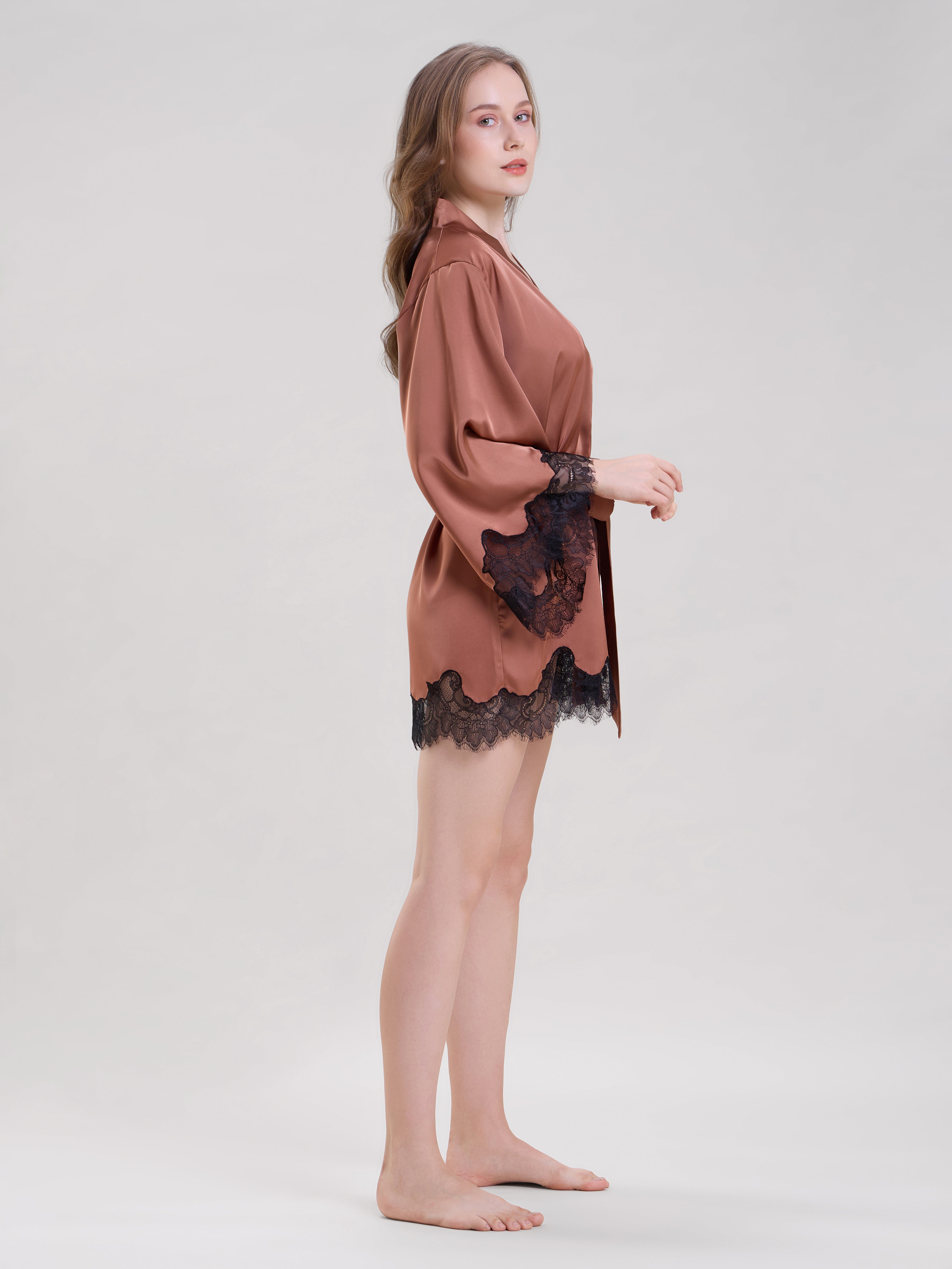 Mysthelle BRONZE ROBE WITH CAMI TOP & SHORTS