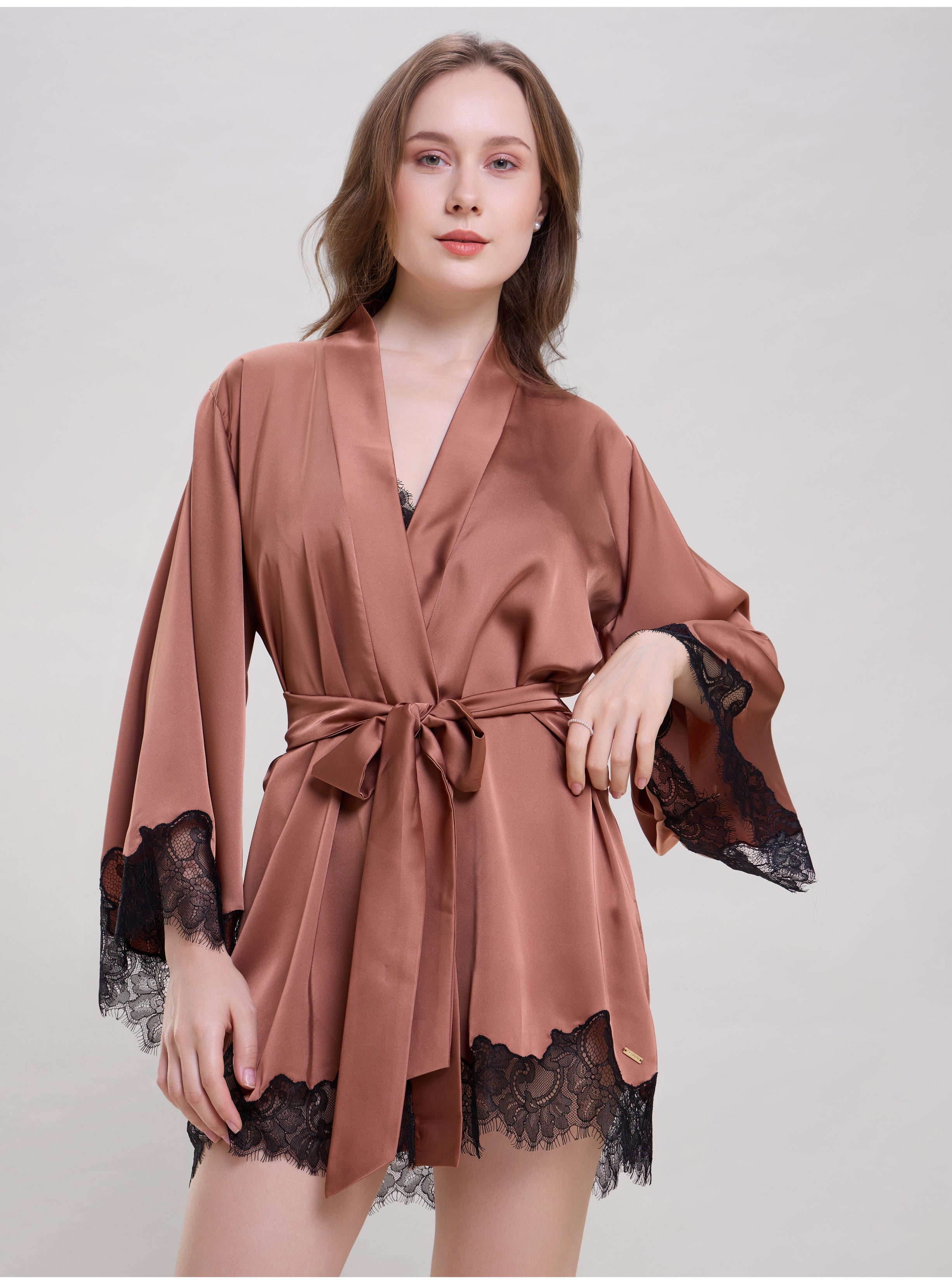 Mysthelle BRONZE ROBE WITH CAMI TOP & SHORTS