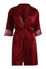 AXTZH3-Piece Lace Trim Nightwear Set for Women X5523-SCARLET-F11S