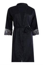 AXTZH Lace Trim Nightwear with Thong & Robe Set X9565-NAVY-F11S