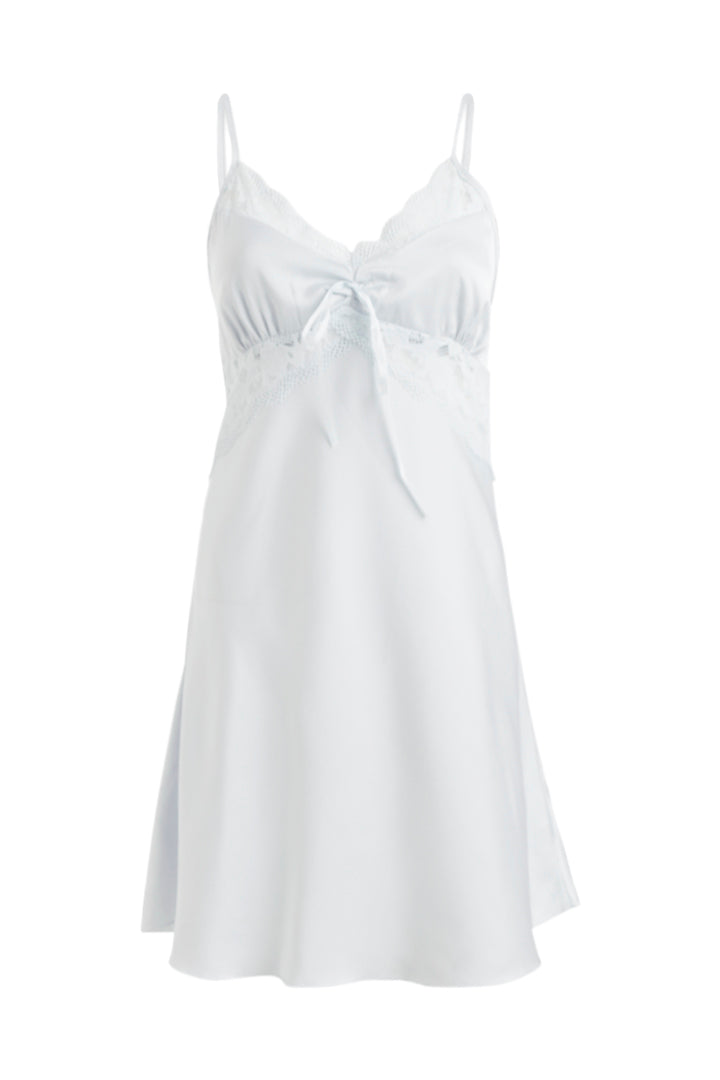 AXTZH Satin Nightwear Set with Robe NW X7306-SBLUE-F11S