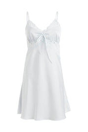 AXTZH Satin Nightwear Set with Robe NW X7306-SBLUE-F11S