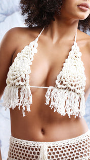 Crochet Fringe Bralette & Bottom Set | 2Pc Beachwear