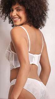 Sheer Net Classic Brief | Wave-Embroidered Mesh Panty