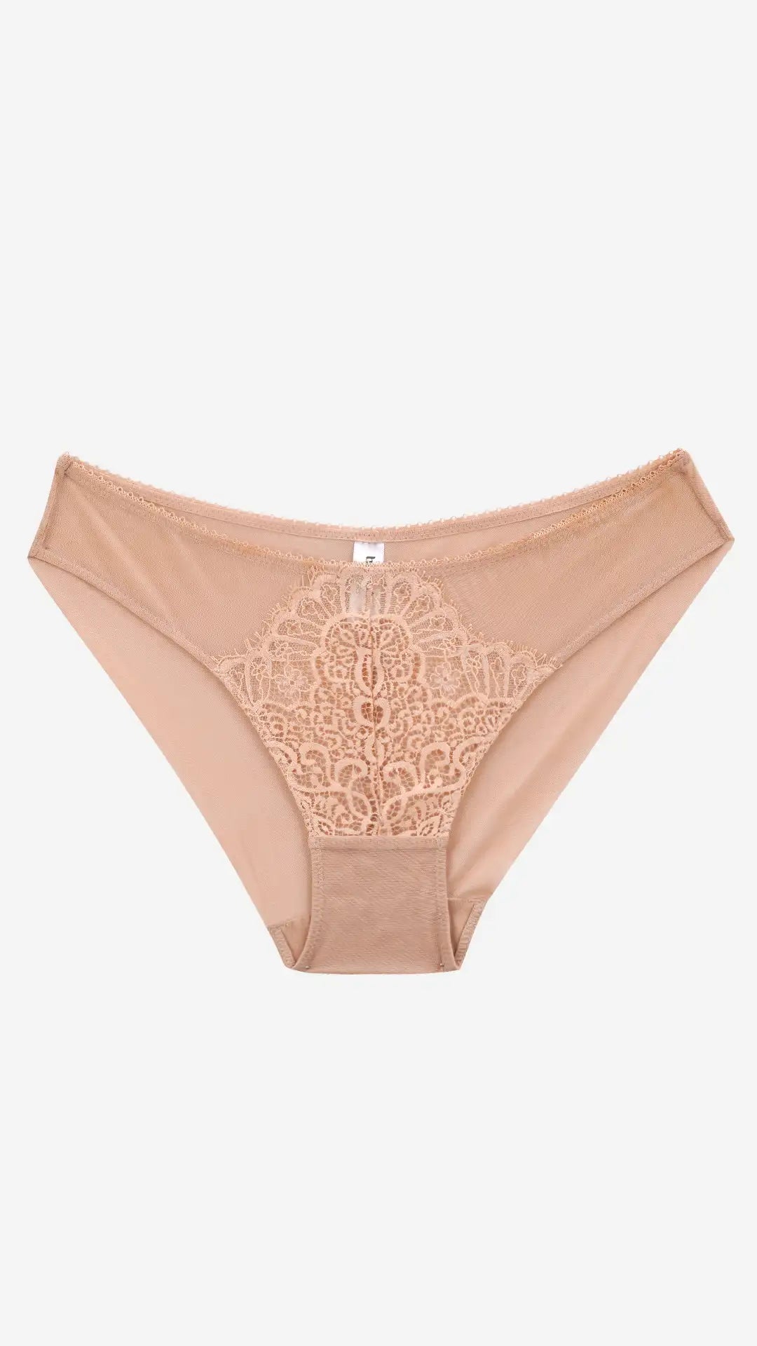 Savvyy PANTY-7xxxxxx1 Elegant Lace Mid Coverage Bikini Brief Panty With Everyday Comfort - SKIN