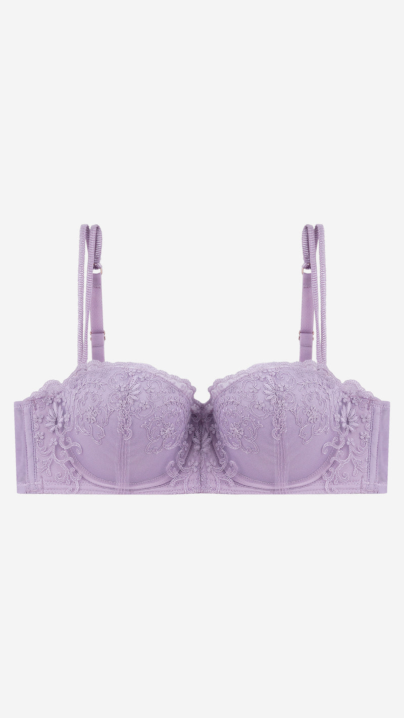 Lavender Embroidered Lace Balconette Bra