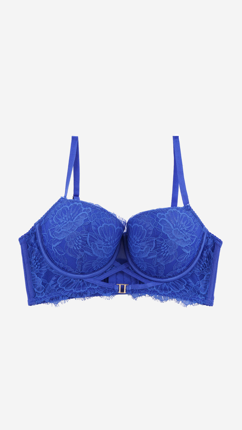 Floral Lace Push-Up Bra | Balconette Cut-Out Wired Bra