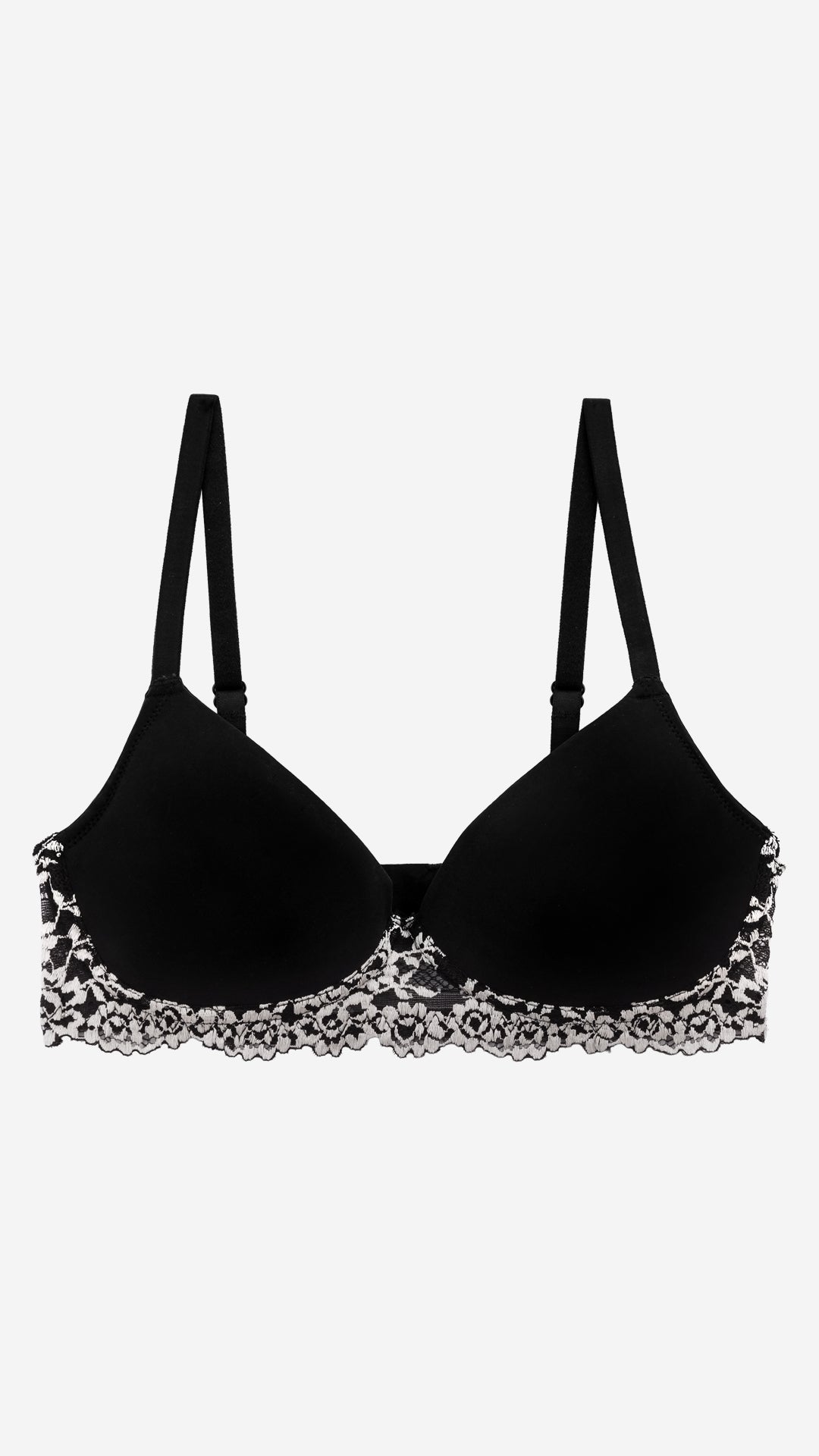 Floral Lace Trim Padded Wireless Bra