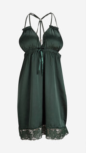 Padded Satin Babydoll | Lace Trim Backless Nightwear