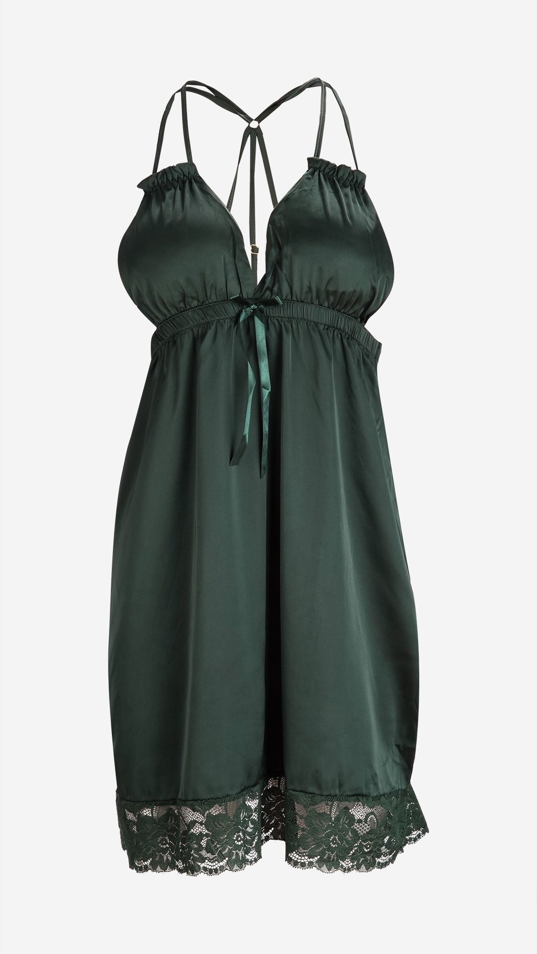 Padded Satin Babydoll | Lace Trim Backless Nightwear