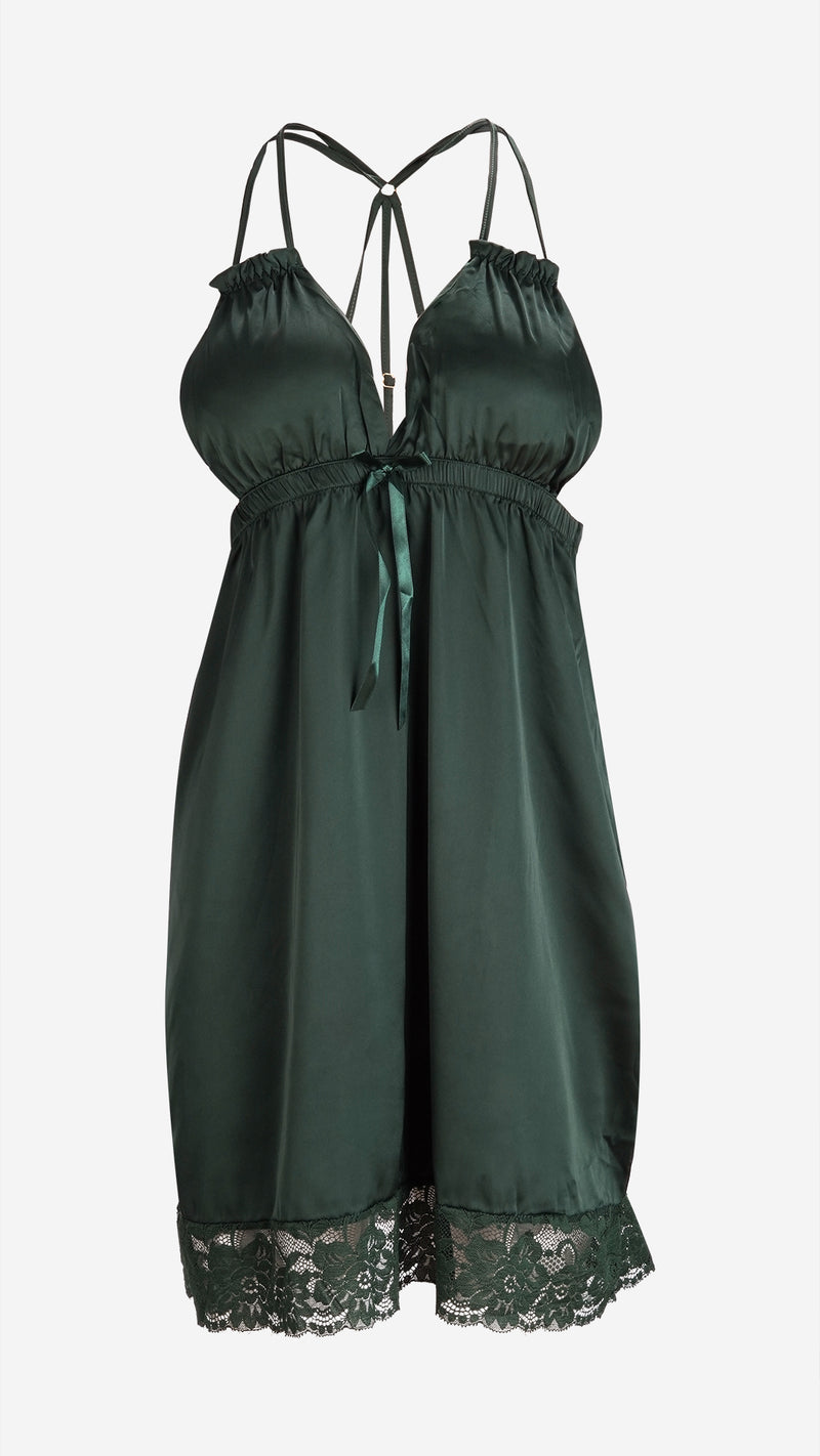 Padded Satin Babydoll | Lace Trim Backless Nightwear
