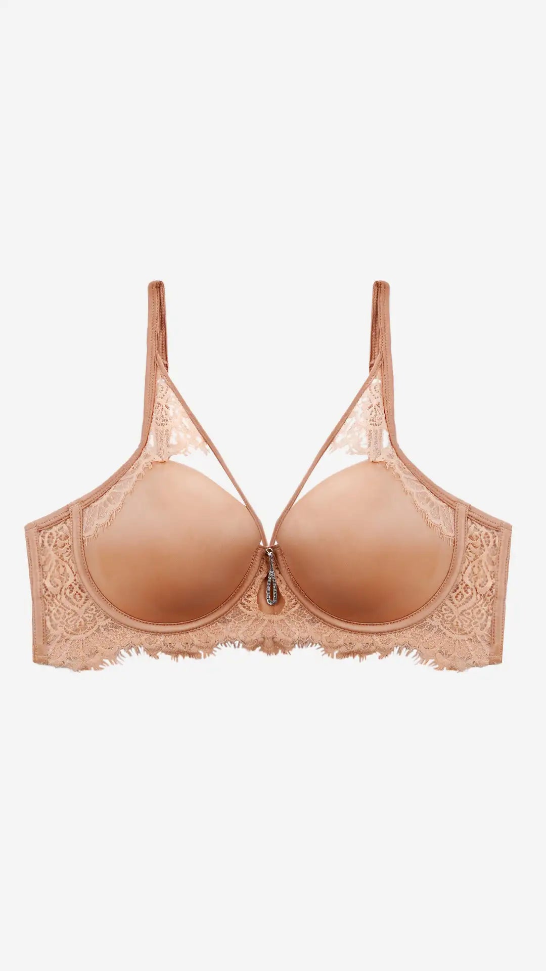 Savvyy BRA-1XXXXX0 Elegant Lace Full Coverage Lightly Padded Bra With Everyday Comfort - SKIN