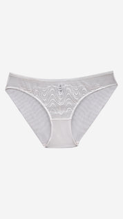 Sheer Net Classic Brief | Wave-Embroidered Mesh Panty