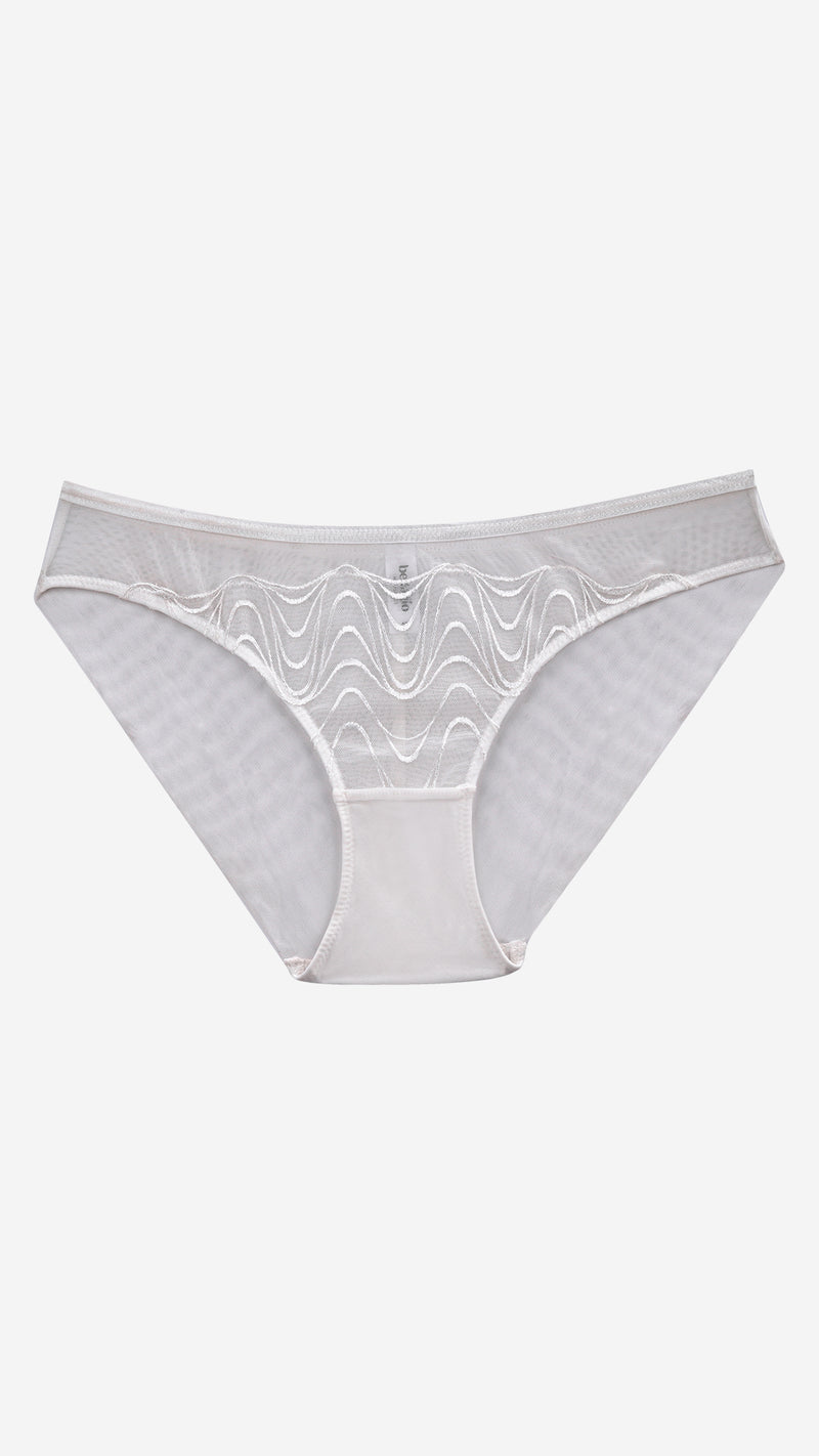 Sheer Net Classic Brief | Wave-Embroidered Mesh Panty