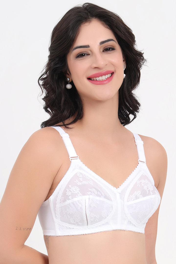 TRIUMPH-20I319 White Doreen Wireless Non Padded Full Coverage Support Big-Cup Classics Bra