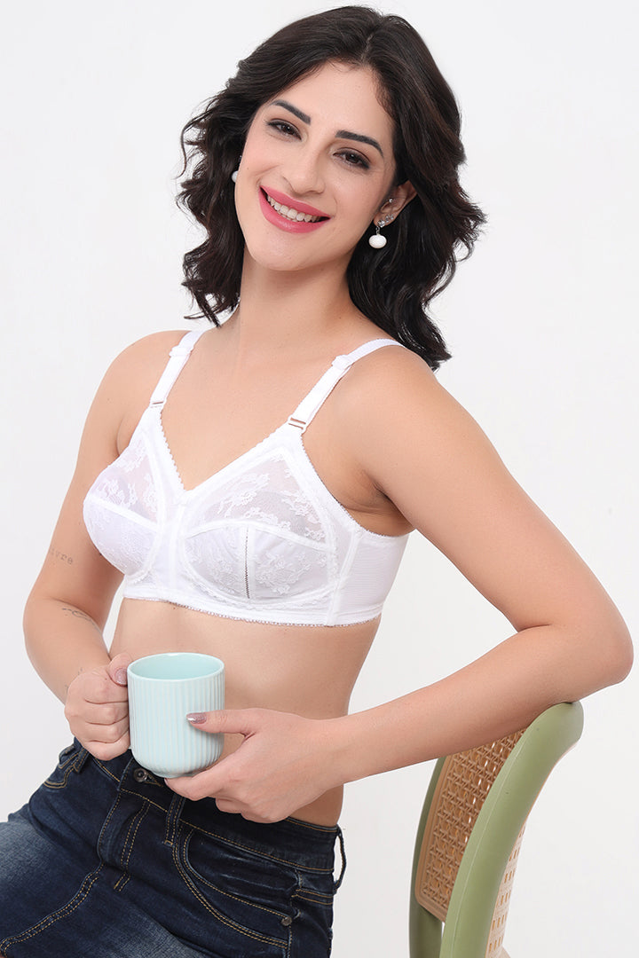TRIUMPH-20I319 White Doreen Wireless Non Padded Full Coverage Support Big-Cup Classics Bra