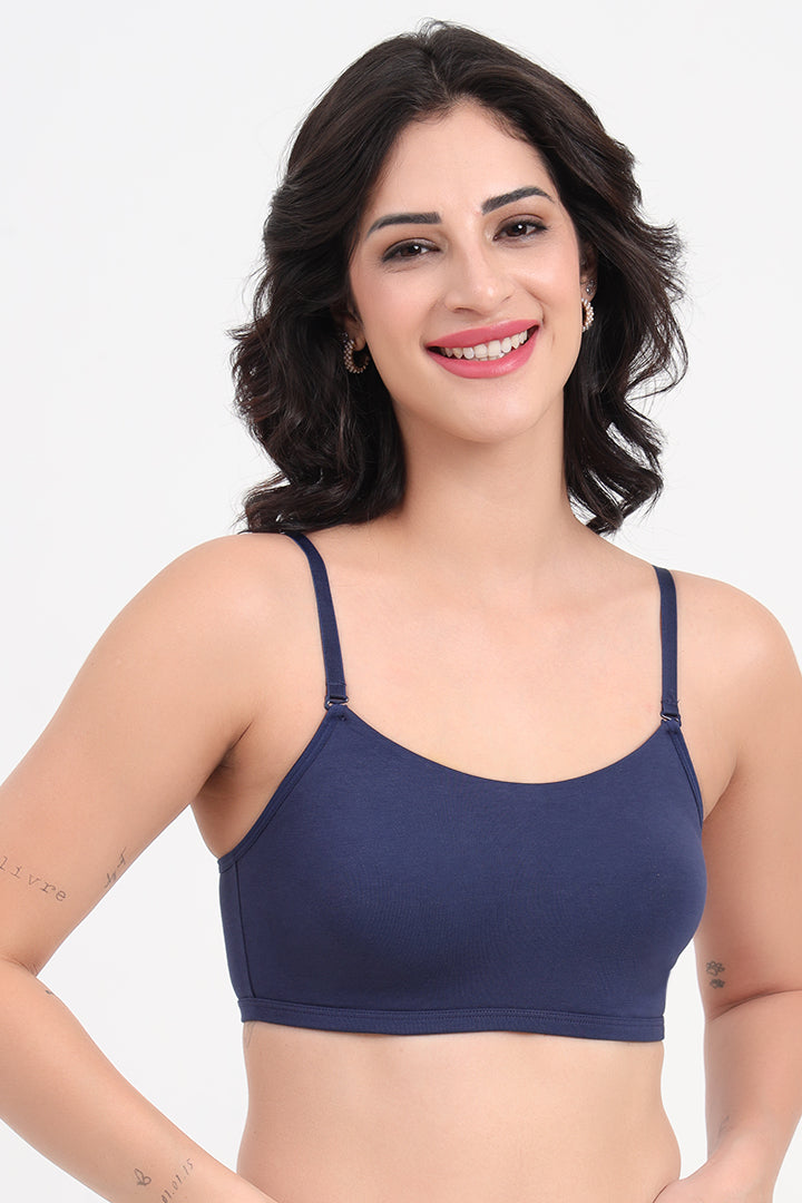 Medieval Blue AMANTE BRA -BRA89901 Solid Non Padded Non-Wired Cami Bra