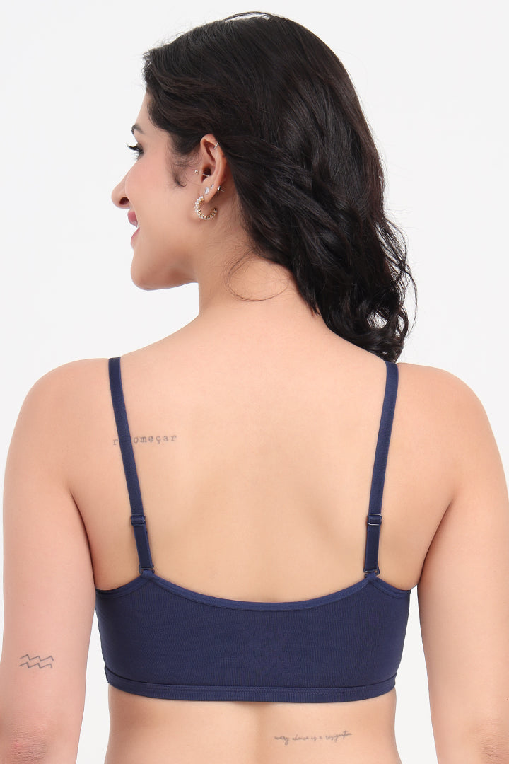 Medieval Blue AMANTE BRA -BRA89901 Solid Non Padded Non-Wired Cami Bra