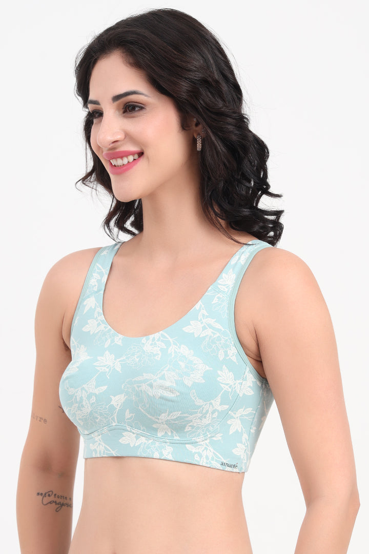 AMANTE BRA -BRA78801 All Day Lounge Solid Non Padded Non-Wired Jiao Floral Print Bra