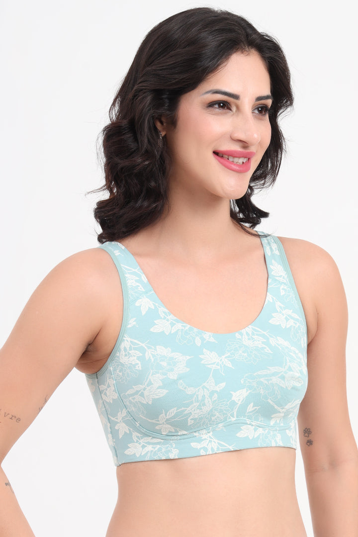 AMANTE BRA -BRA78801 All Day Lounge Solid Non Padded Non-Wired Jiao Floral Print Bra