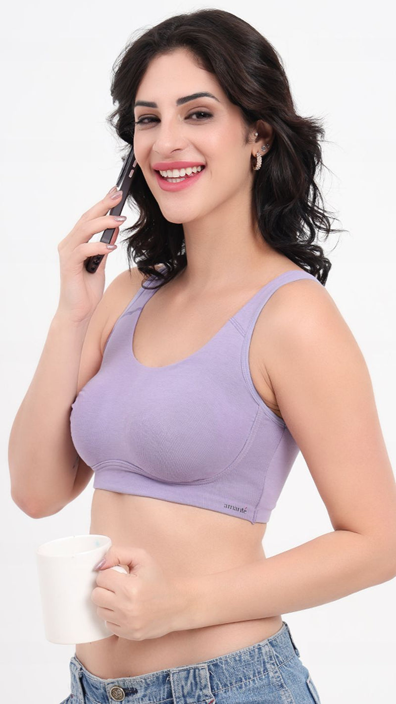 Amante Non-Padded Wireless Curved Seam Lounge Bra