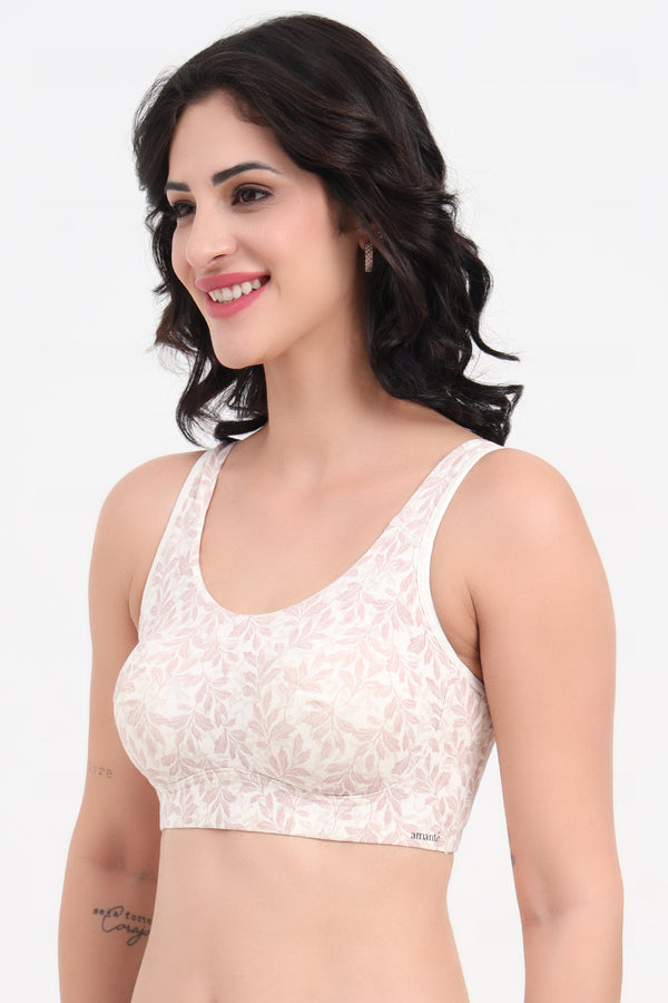 AMANTE BRA -BRA78801 All Day Lounge Solid Non Padded Non-Wired Henrietta Floral Print Bra