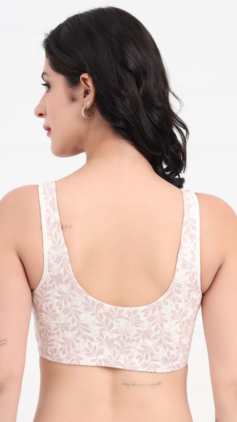Amante Non-Padded Wirefree Curved Seam Printed Lounge Bra
