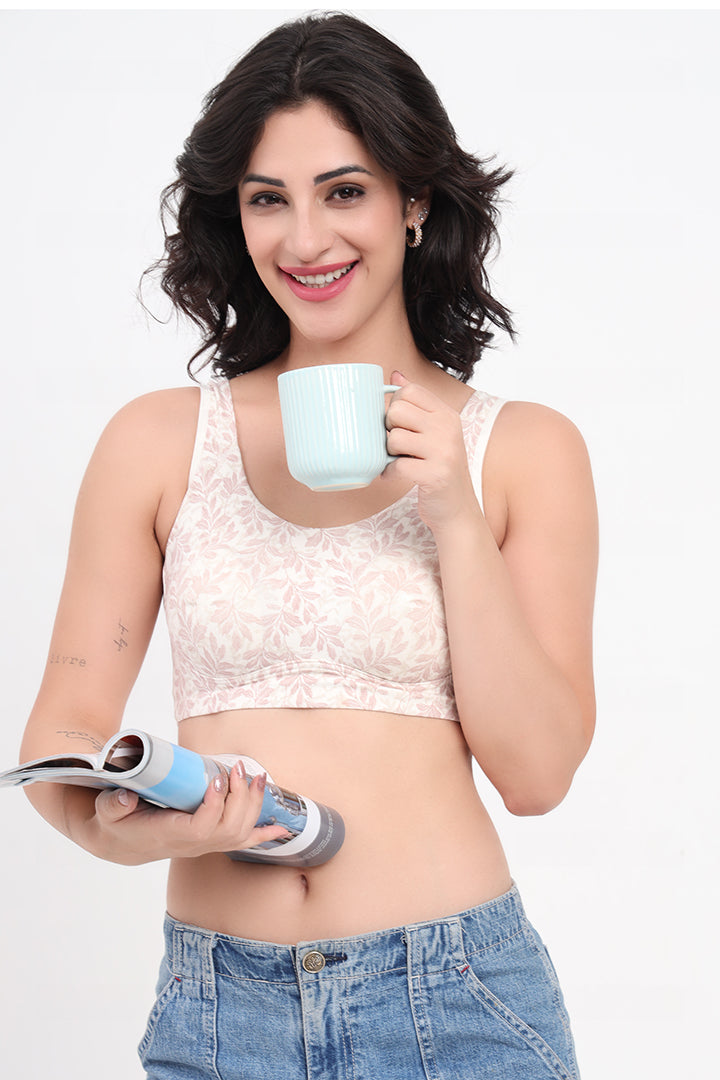 AMANTE BRA -BRA78801 All Day Lounge Solid Non Padded Non-Wired Henrietta Floral Print Bra