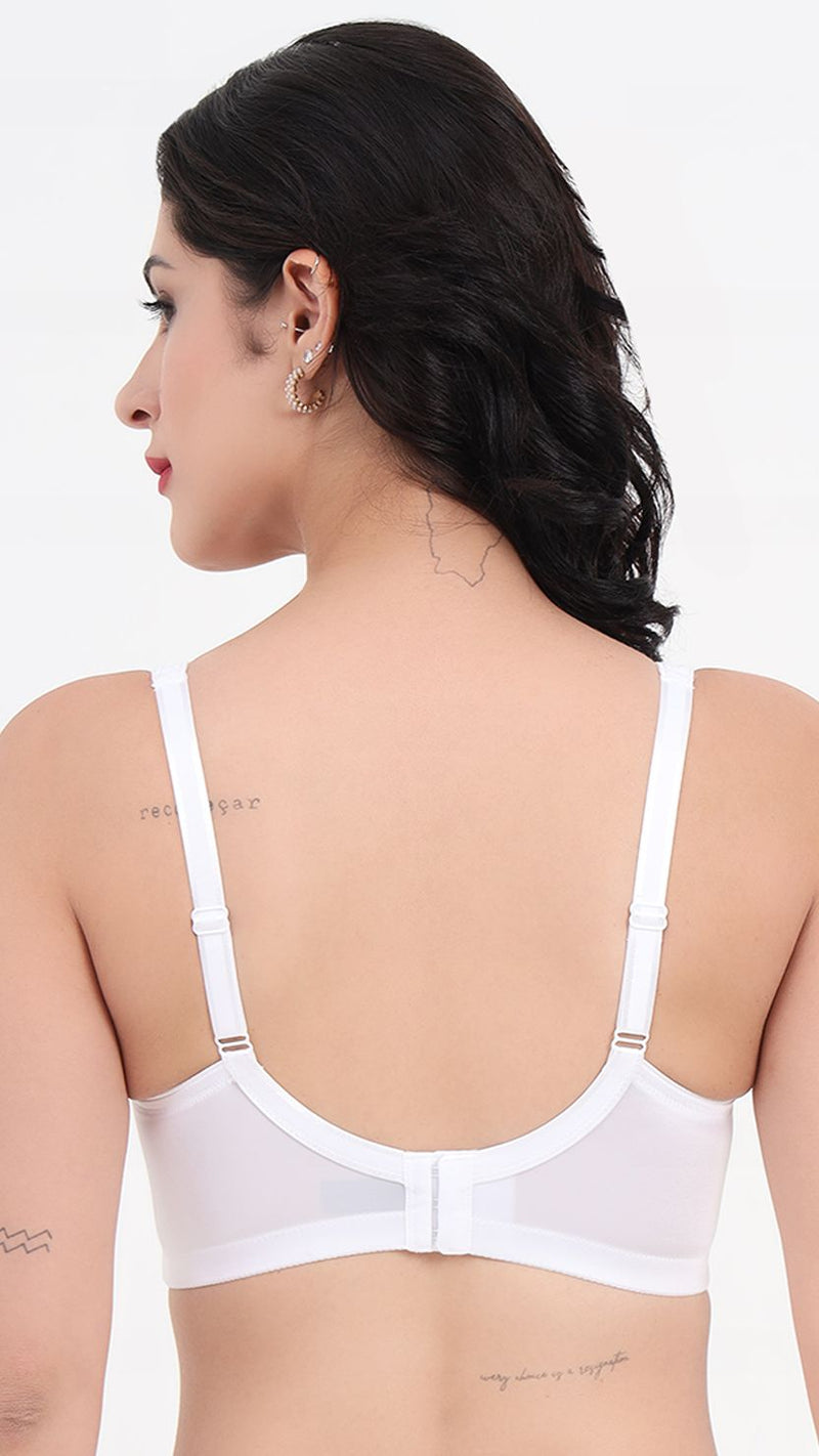 Amante White Lace Trim Fully Padded Wirefree Full Coverage Bra