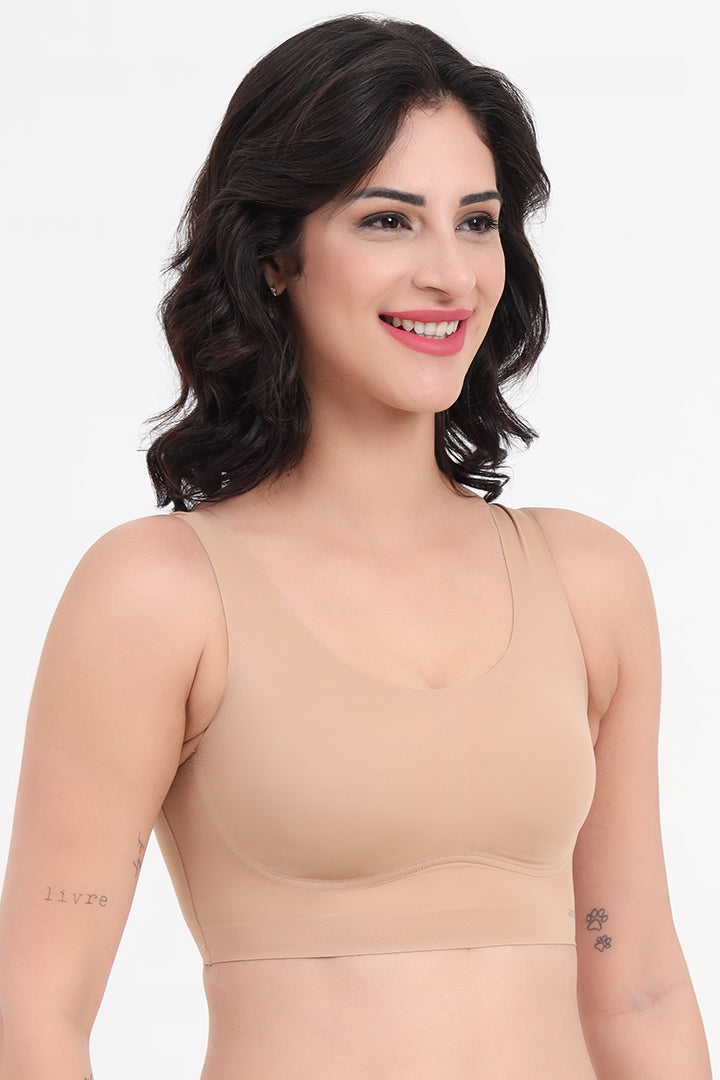 Macaroon AMANTE BRA-BRA83301 Skins Solid Non Padded Non-Wired Scoop Neck Cami Bra