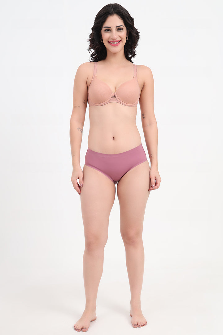 AMANTE PAN11412-MELLOW MAUVE VANISH SOLID LOW RISE HIPSTER SEAMLESS PANTY