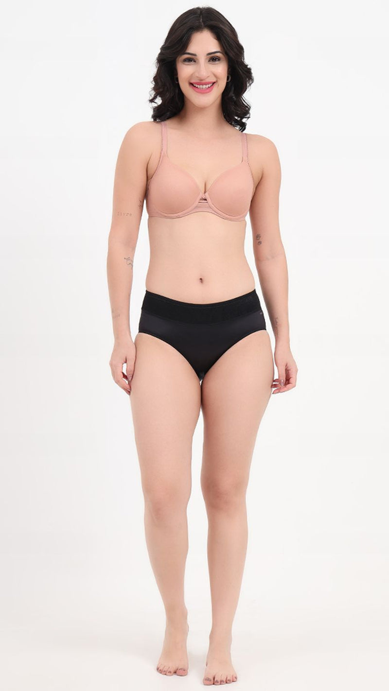 Amante Black Lace Band Mid Rise Hipster Brief