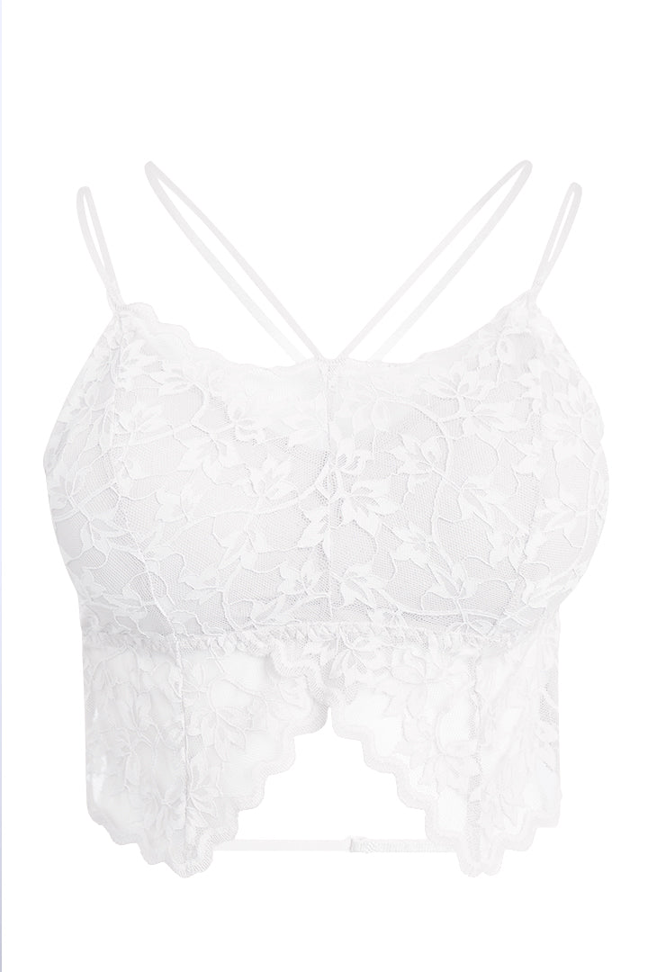 AXTZH FLORAL LACE BRIDAL BRALETTE TOP X2325-WHITE-CN124