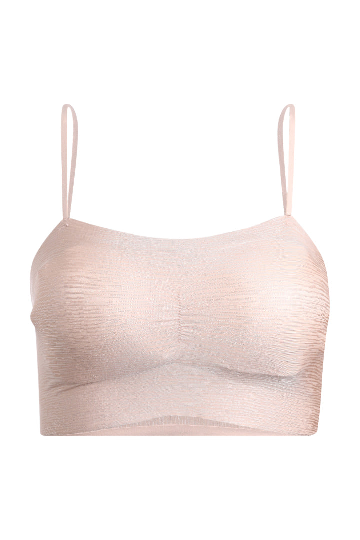 AXTZH Textured Spaghetti Strap Bralette BLET X5080-CAMEL-CP021