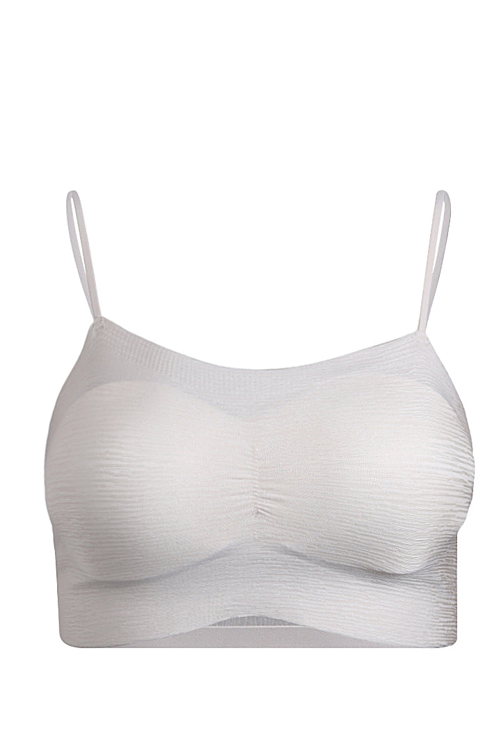 AXTZH Textured Spaghetti Strap Bralette BLET X5080-IVORY-CP021