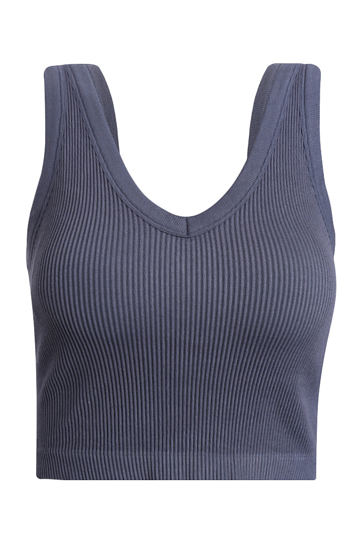 AXTIZH Women’s Ribbed Seamless Cami Bra X0009-SGREY-CV007