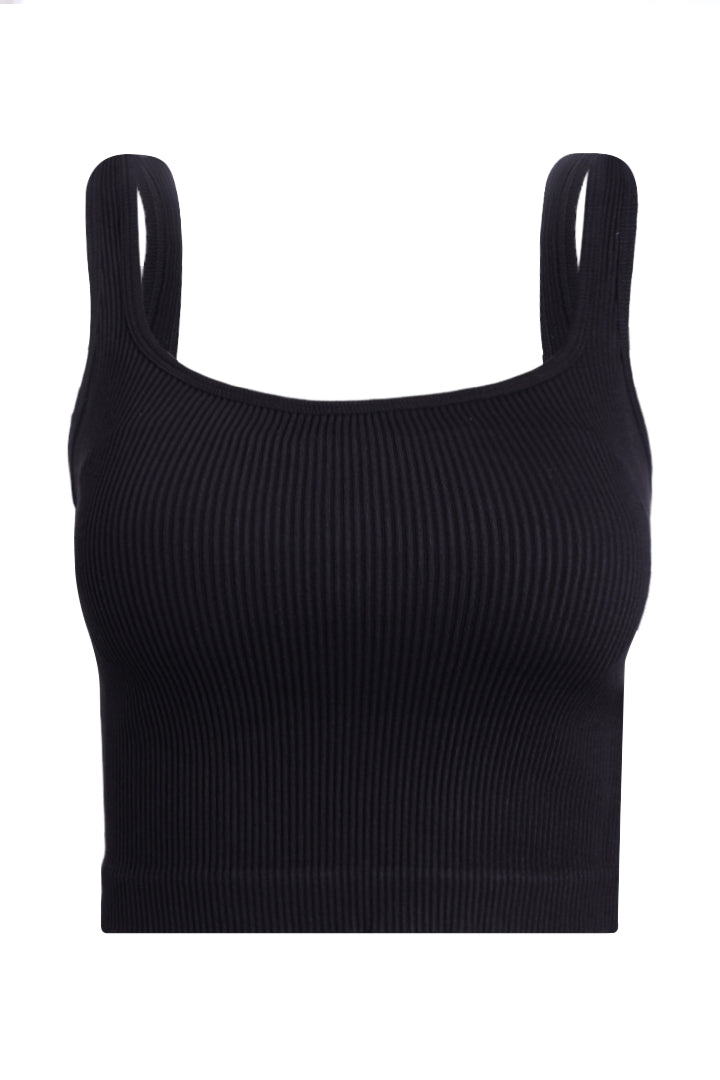 AXTZH Women’s Ribbed Bralette Crop Top X0010-BLACK-CV007
