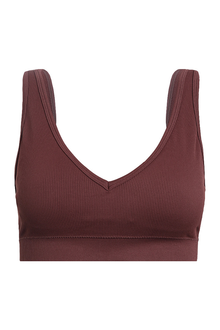 AXTZH Seamless V-Neck Bralette BLET X0031-CHOCO-CV005