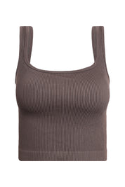 AXTZH Women’s Ribbed Bralette Crop Top X0010-CHOCO-CV007