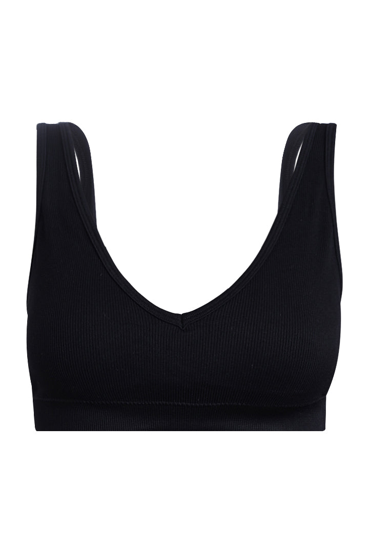 AXTZH Seamless V-Neck Bralette BLET X0031-BLACK-CV005