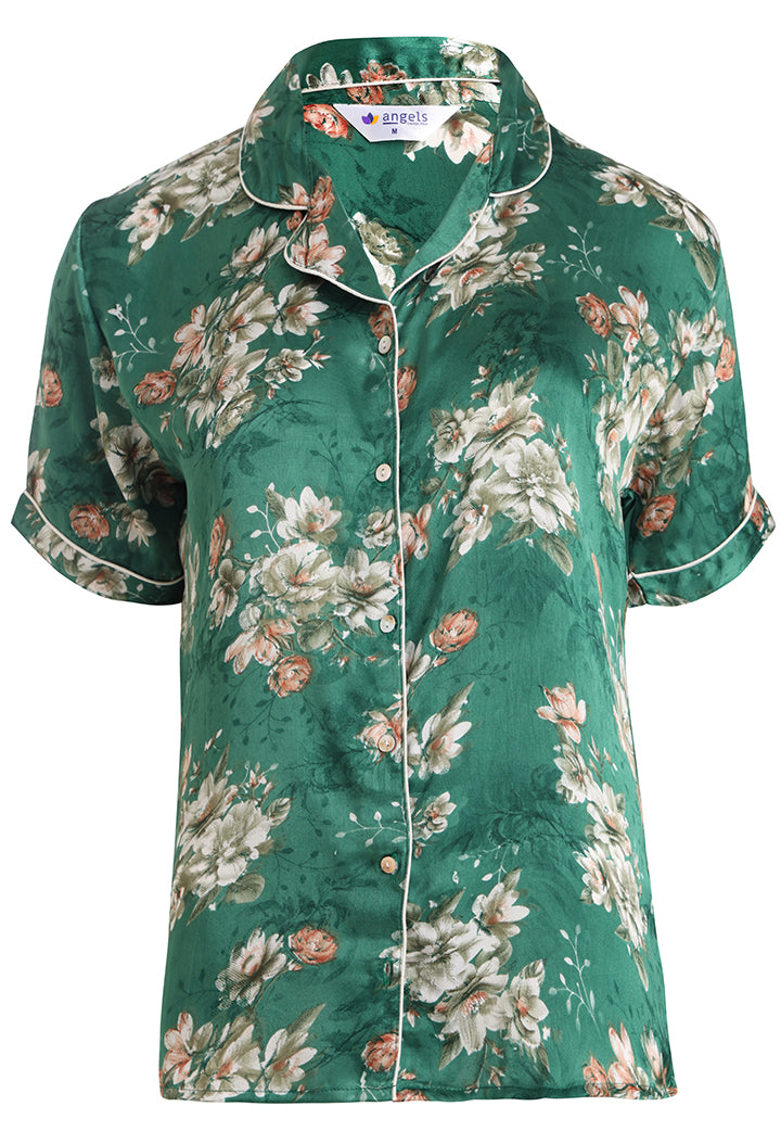 ANGELS Floral Satin Pyjama Set NIGHTWEAR AZPRINT-GREPR-C2S