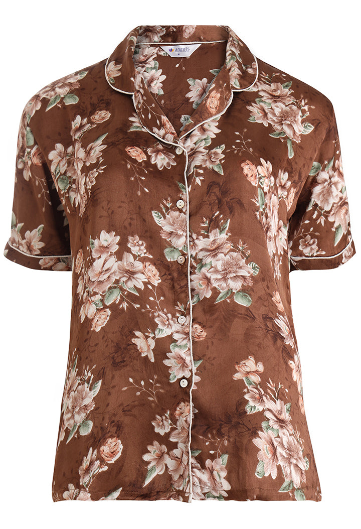 ANGELS Floral Satin Pyjama Set NIGHTWEAR AZPRINT-COFPR-C2S