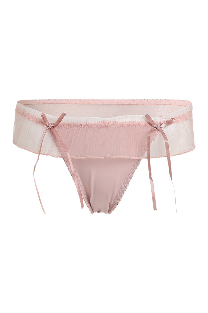 AXTZH Sheer Trim Bow Detail Panty PSET AP0006-BLUSH