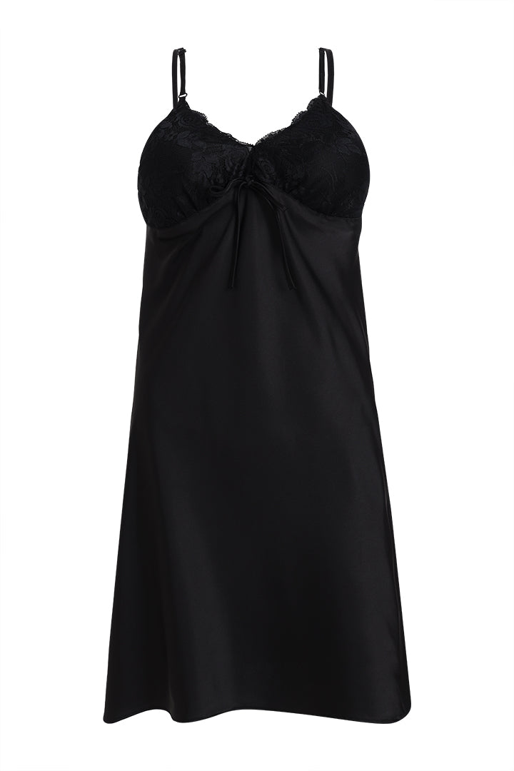 ANGELS Lace Sleeve Nightwear Set with Robe AG2222-BLACK-F11S