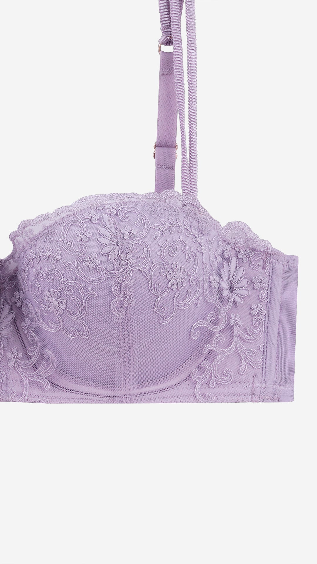 Lavender Embroidered Lace Balconette Bra