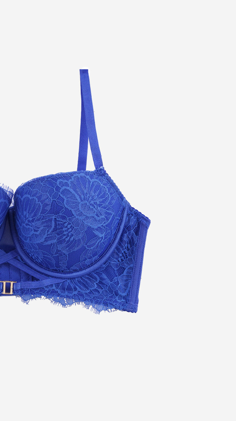 Floral Lace Push-Up Bra | Balconette Cut-Out Wired Bra