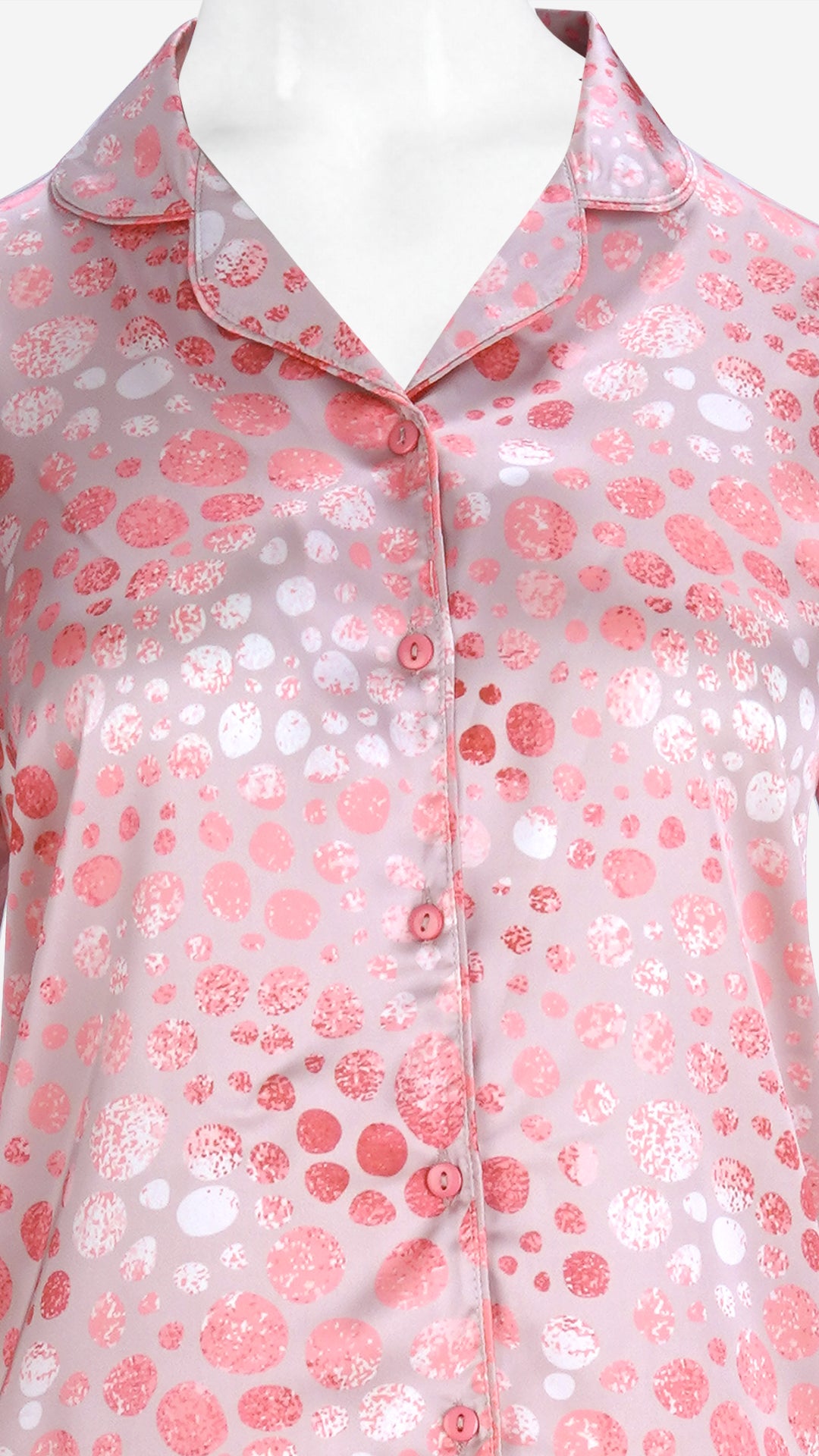 Printed Satin Shirt & Pyjama Set | Front Open 3/4 Sleeve Nightwear