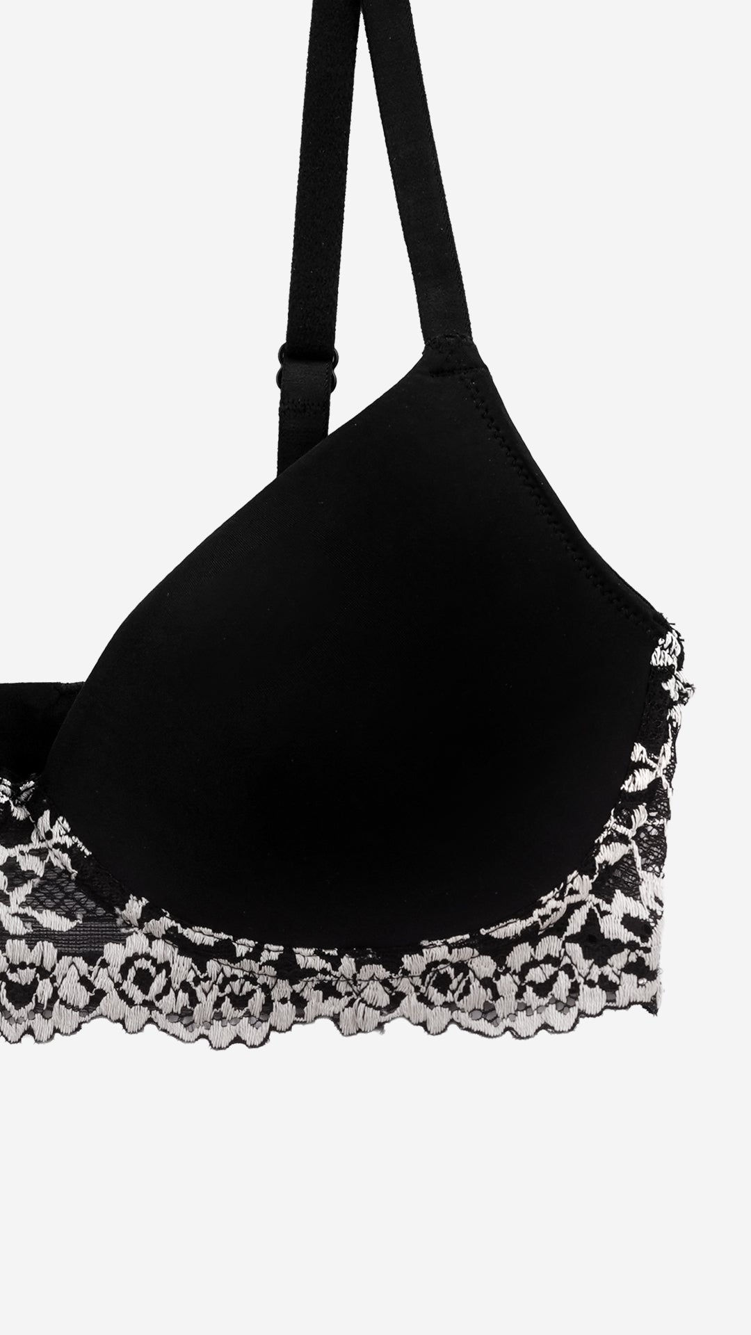 Floral Lace Trim Padded Wireless Bra